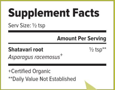 Shatavari Root Powder Organic (Banyan Botanicals) Supplement Facts