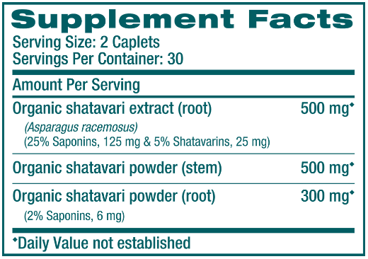 Shatavari Himalaya Wellness supplement facts