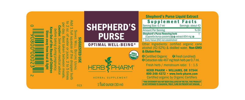 Shepherd's Purse label Herb Pharm