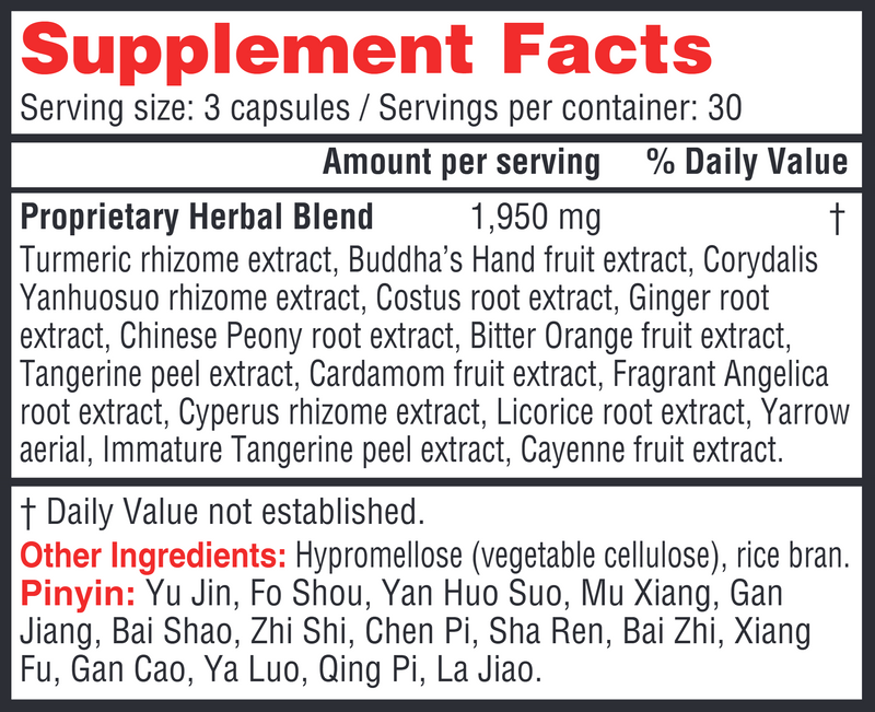 Shu Gan (Health Concerns) Supplement Facts