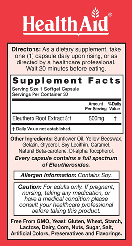 Sibergin 500 mg (Health Aid America) Label 2
