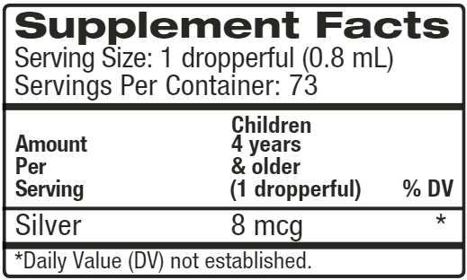 Silver Hydrosol for Kids (Sovereign Silver) Supplement Facts