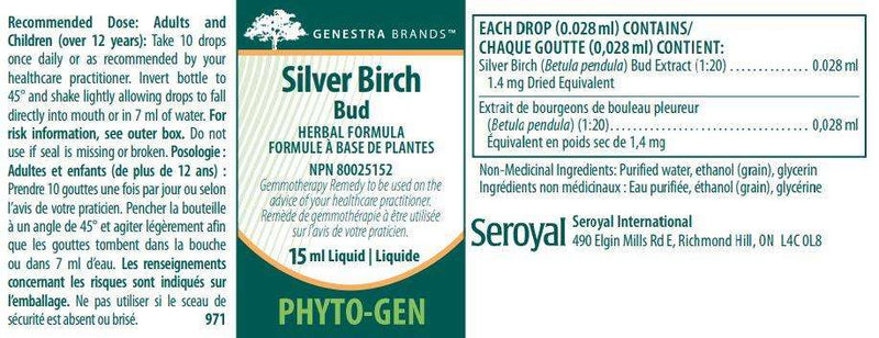Silver Birch Bud Genestra Label