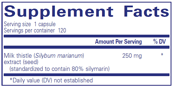 Silymarin (Milk Thistle Extract) 120 caps - (Pure Encapsulations) supplement facts