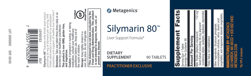 Silymarin 80 (Metagenics) Label