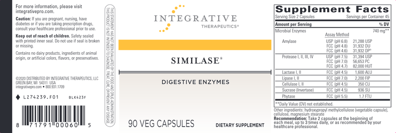 Similase (Integrative Therapeutics) Label