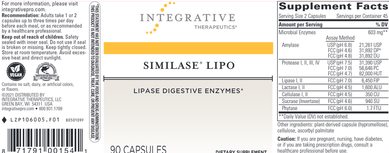 Similase Lipo (Integrative Therapeutics) Label