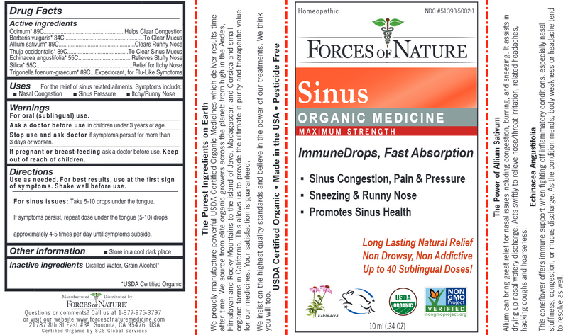 Sinus Maximum Strength Organic (Forces of Nature) Label