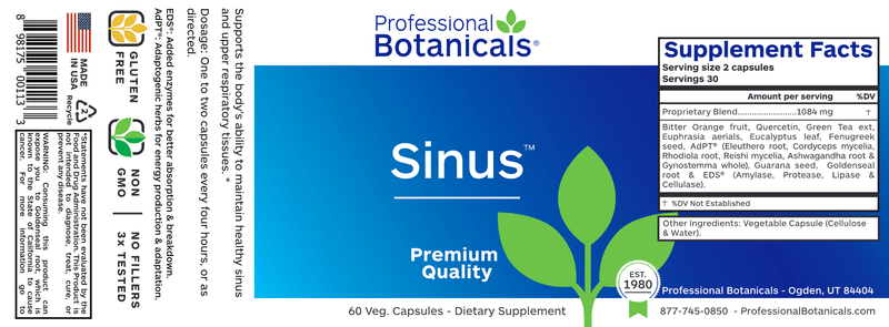Sinus (Professional Botanicals) Label