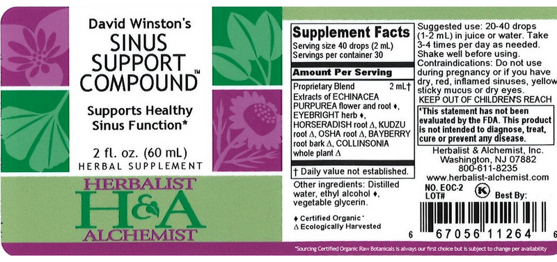 Sinus Support Compound (Herbalist Alchemist) Label