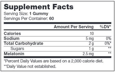 Sleep Gummies Supplement Facts Label