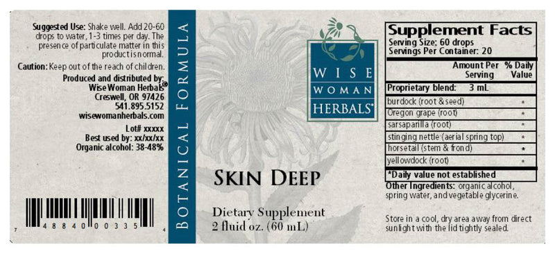 Skin Deep 2 oz (Wise Woman Herbals) Label