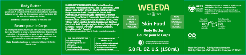 Skin Food Body Butter (Weleda Body Care) Label