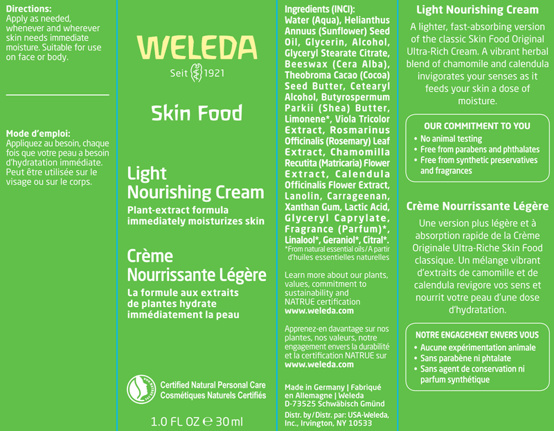 Skin Food Light (Weleda Body Care) 1oz Label