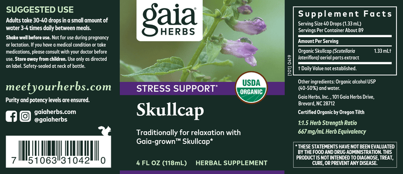 Skullcap Herb 4oz (Gaia Organics®) (Gaia Herbs) Label