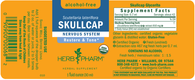 Skullcap label Herb Pharm