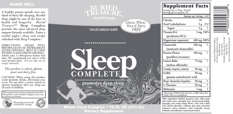 Sleep Complete Buried Treasure Label