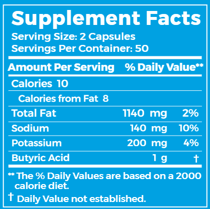 Sodium/Potassium Butyrate (BodyBio) Supplement Facts