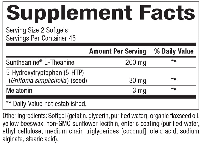 Somno-Pro 90 gels (Bioclinic Naturals) Supplement Facts