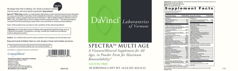 Spectra Multi Age DaVinci Labs Label