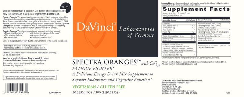 Spectra Oranges With Coq10 (DaVinci Labs) Label