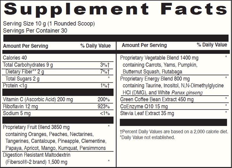 Spectra Oranges With Coq10 (DaVinci Labs) Supplement Facts