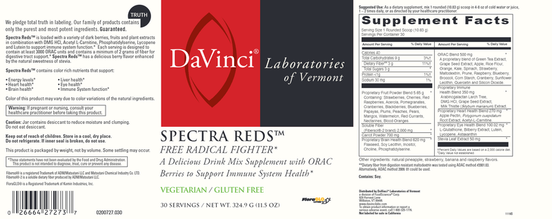 Spectra Reds DaVinci Labs Label
