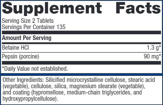SpectraZyme Metagest (Metagenics) 270ct Supplement Facts