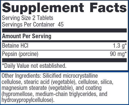 SpectraZyme Metagest (Metagenics) 90ct Supplement Facts