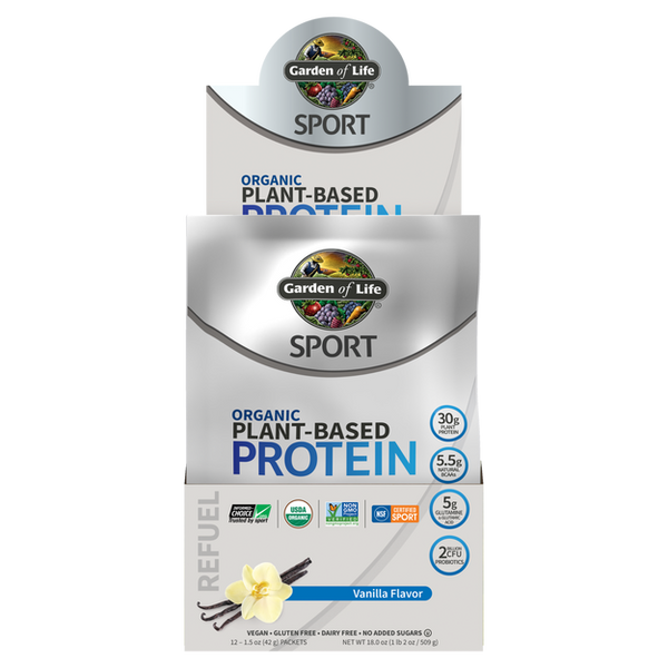 Sport Organic Plant-Based Protein Vanilla Packets (Garden of Life Sport) Front