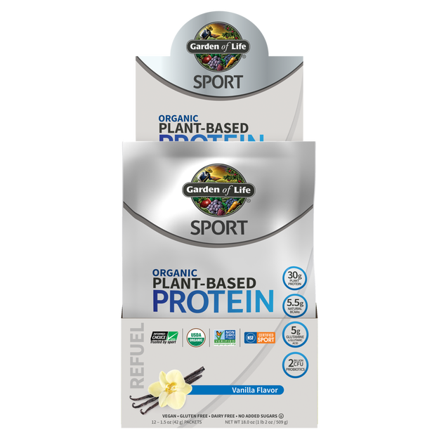 Sport Organic Plant-Based Protein Vanilla Packets (Garden of Life Sport) Front