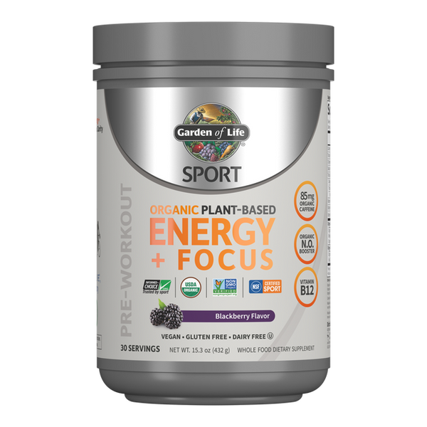Sport Organic PreWorkout Energy + Focus Blackberry (Garden of Life Sport) Front