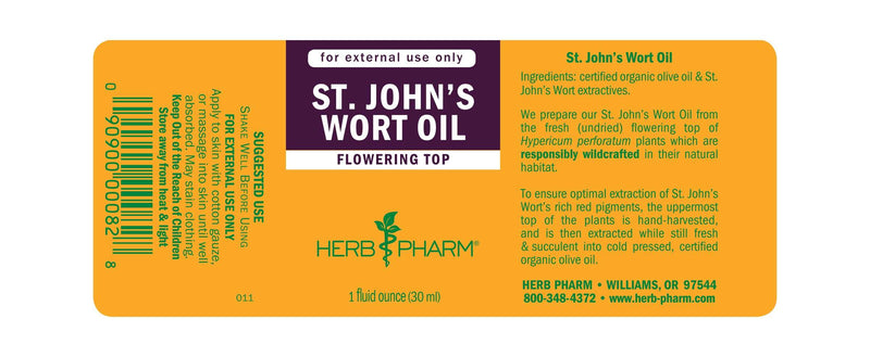 St. John's Wort Oil label Herb Pharm