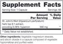 st. john's wort sap (nfh nutritional fundamentals) supplement facts