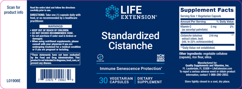 Standardized Cistanche (Life Extension) Label