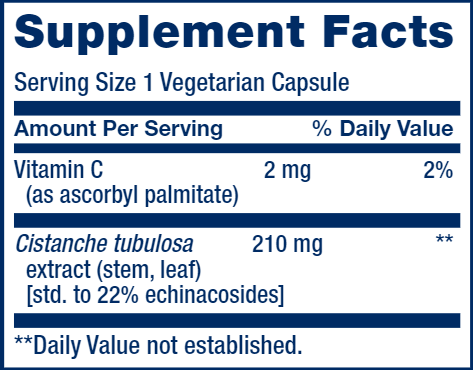 Standardized Cistanche (Life Extension) Supplement Facts