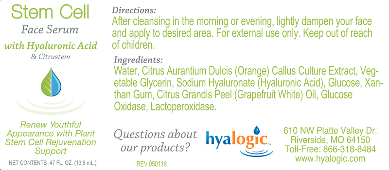 stem cell face serum (hyalogic) label