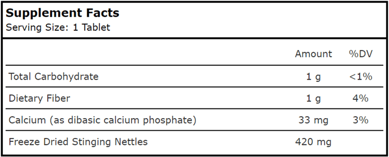 stinging nettles freeze dried (planetary herbals) supplement facts