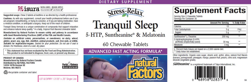 Stress-Relax Tranquil Sleep (Natural Factors) Label