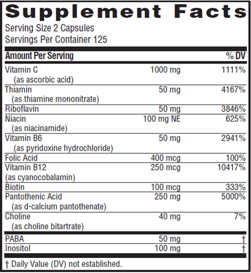 stress b-complex supplement facts