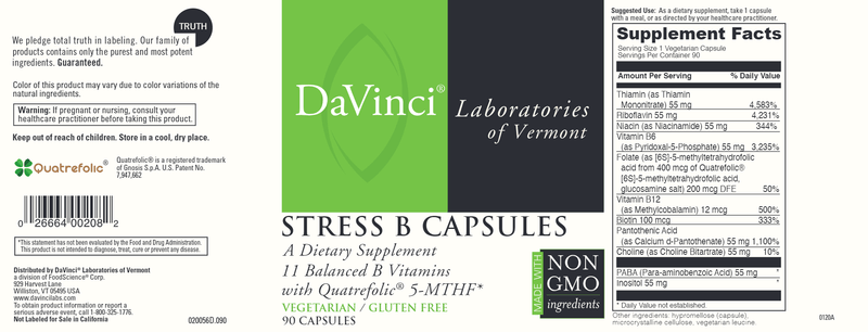 Stress B Capsules DaVinci Labs Label
