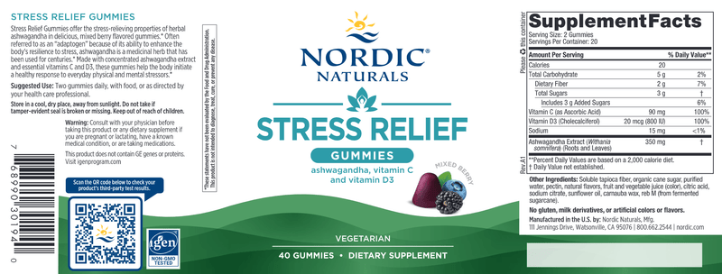 Stress Relief Gummies Nordic Naturals Label