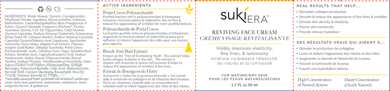 Suki ERA Reviving Face Cream (Suki Skincare) Label