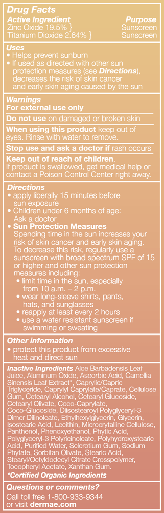 Sun Defense Clear Zinc SPF30 Face (DermaE) Drug Facts