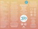 sun defense clear zinc spf30 face dermae label