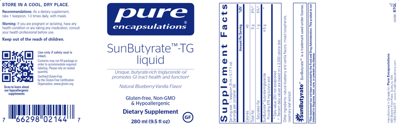 Sunbutyrate TG-liquid (Pure Encapsulations) Label