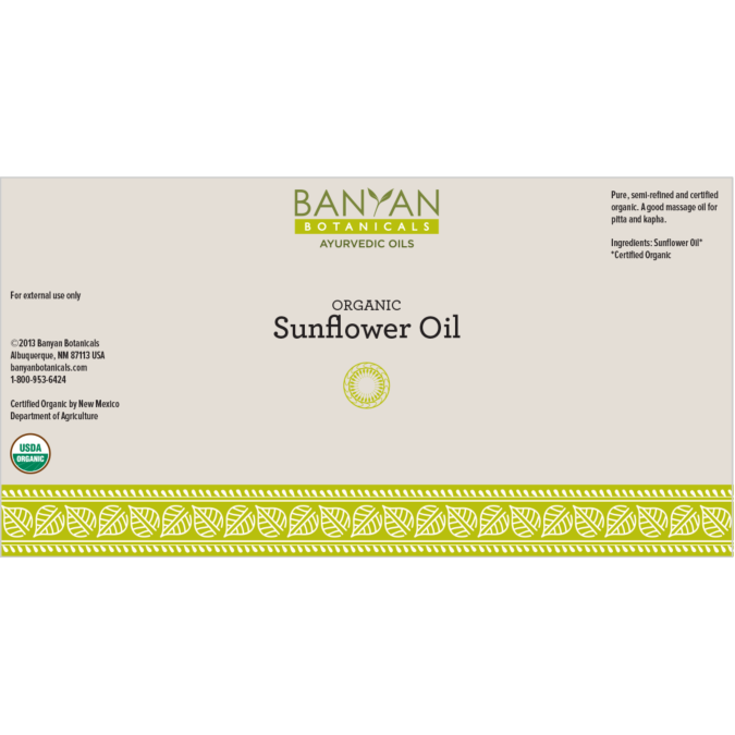 Sunflower Oil (Organic) (Banyan Botanicals) Label