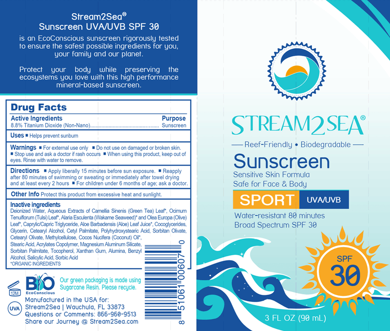 Sunscreen SPF 30 (Stream2Sea) Label