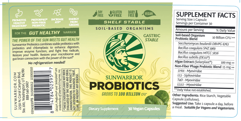 Sunwarrior Soil-Based Probiotics (Sunwarrior) Label