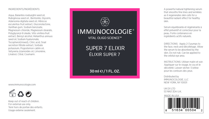 Super 7 Elixir Serum (Immunocologie Skincare) Label